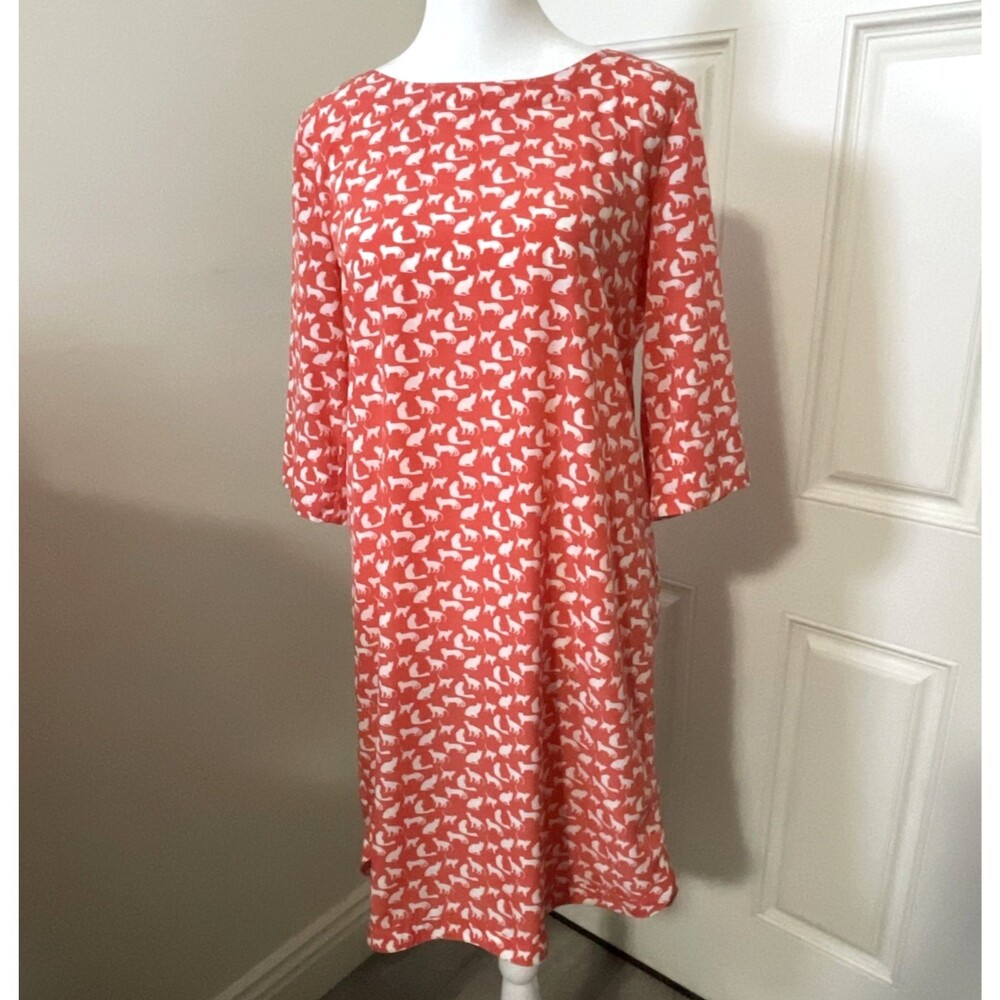 Gap Women’s Coral White Cats Dress Size Small Lightweight Feminine - Picture 1 of 8